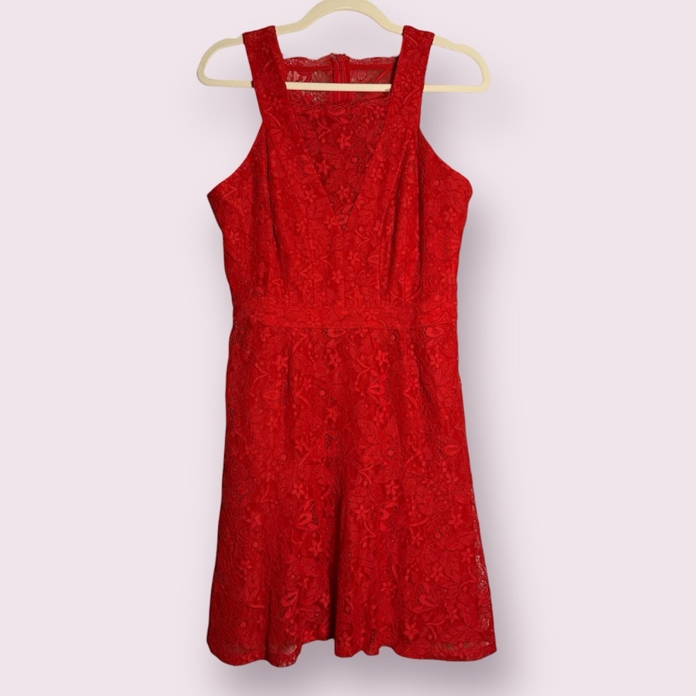 Adelyn Rae Red Lace A Line Mini Dress Size Medium - Picture 1 of 10